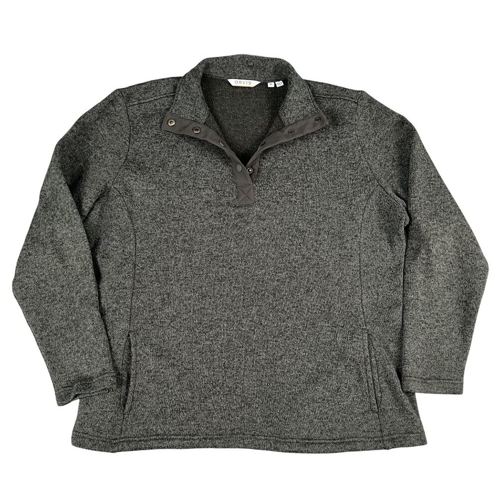 Orvis Mens Olive Green 1/4 Button Sweater Sz XL